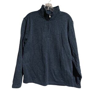 Izod Mens 1/4 Zip Pullover Sweatshirt Size M Navy Long Sleeve Knit Warm Casual